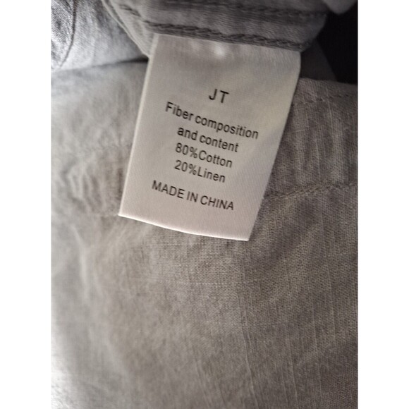 Jekaoyi Shirt Men's Shirt 3XL XXXL Gray Linen Blend Short Sleeve Button Up - Picture 4 of 6